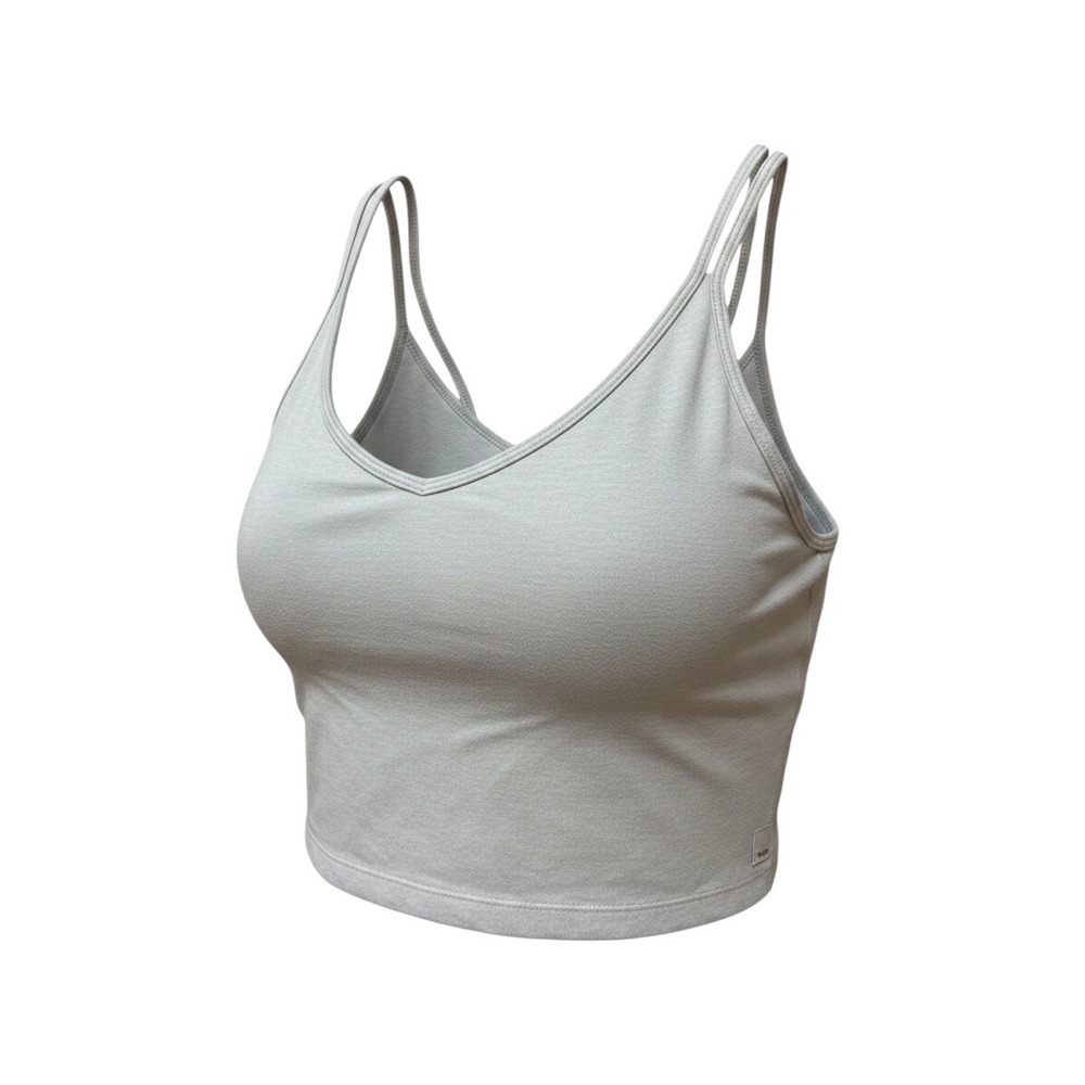 Vuori Womens Light Grey Butter Soft Cotton Blend Lined Double Strap Crop Top XL